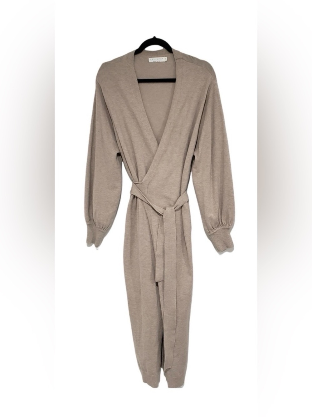 EXLURA Knit Sweater Solid Long Sleeve Wrap Belted Maxi Dress Size XL